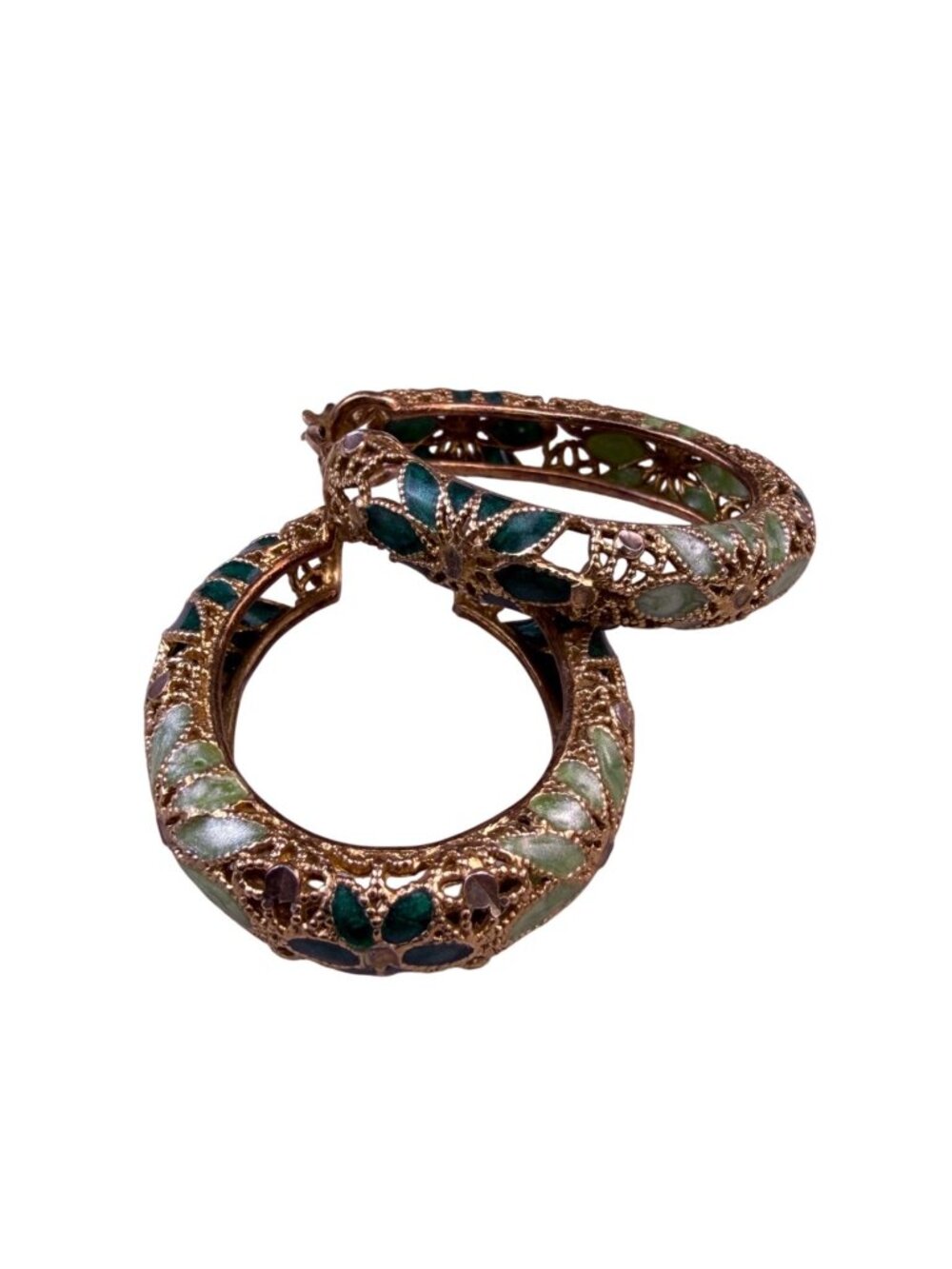 Fioria Womens Gold Tone Enamel Hoop Earrings 925 Silver